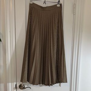 Elegant Brown Houndstooth Skirt Pleated Zara Small Gorgeous